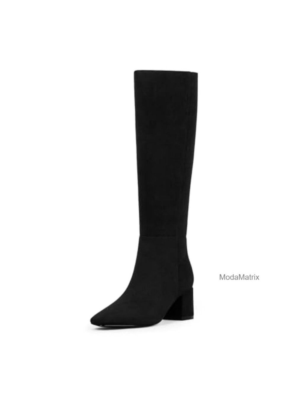 Women's Knee High Boots Faux Suede Chunky Heel Square Toe Tall Boots